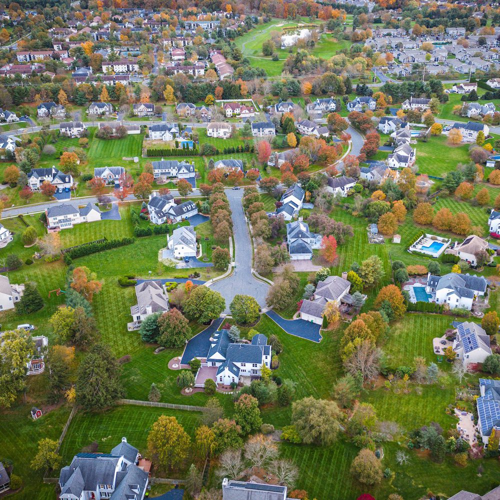 Aerial view showcasing a residential neighborhood in South Florida, highlighting All Coast Painting's service area