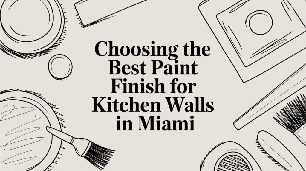 Paint cans and brushes illustrating kitchen wall paint finishes for Miami.