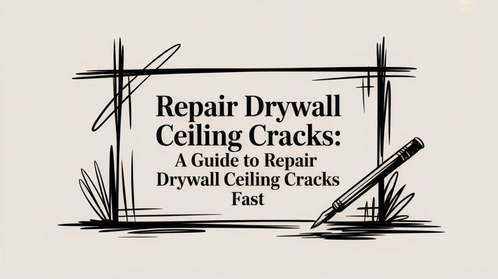 Drywall ceiling cracks repair guide illustration and pencil icon